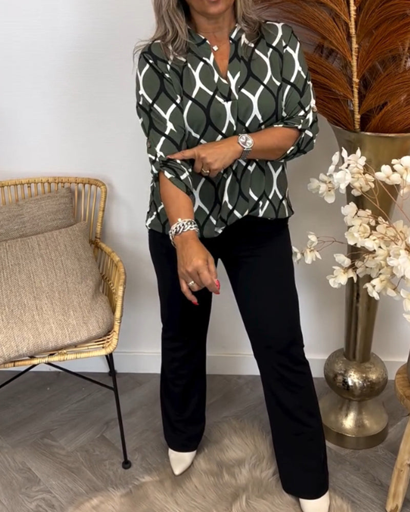 Quvorn™| Casual blus med långa ärmar och elegant mönster